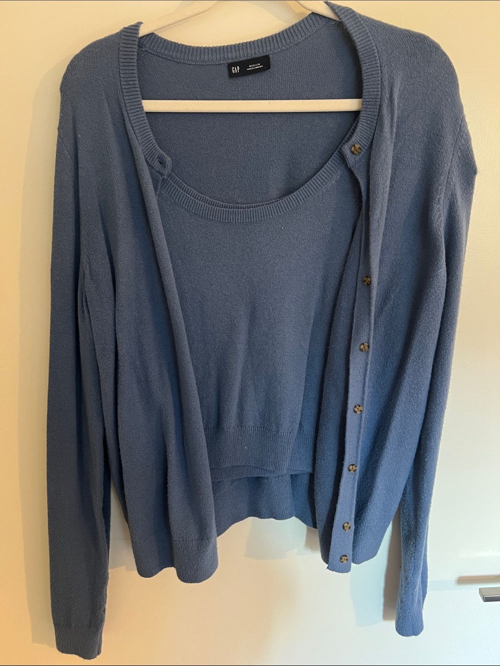 GAP Two-Piece Light Blue Scoop Tank and Button Cardigan Set